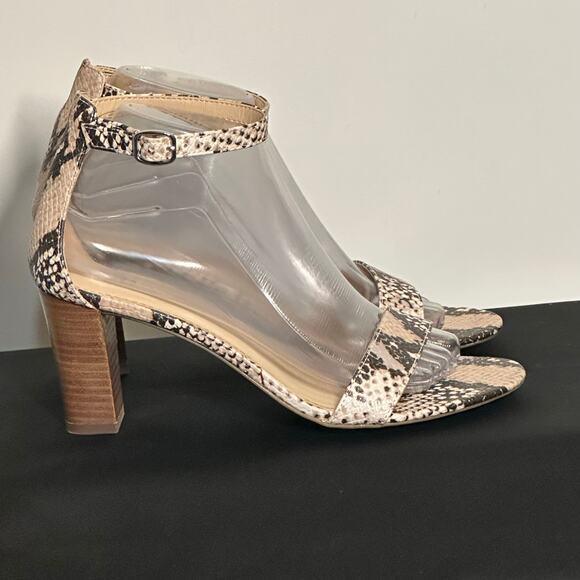 The Limited Snake Skin Print Buckle Strap Chunky Heel Sandals Sz 8 - Picture 1 of 8